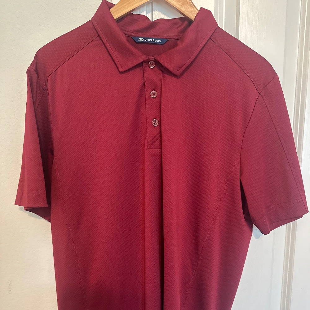 Men's Burgundy Cutter & Buck DryTec Performance Polo